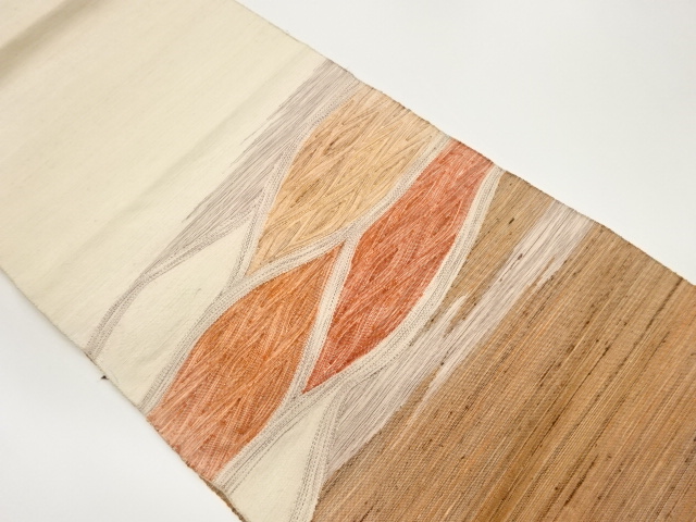 手織り紬抽象模様織出し名古屋帯